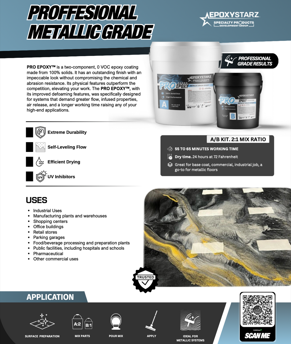 Pro Epoxy™ Metallic Grade 100% Solids Epoxy - Clear