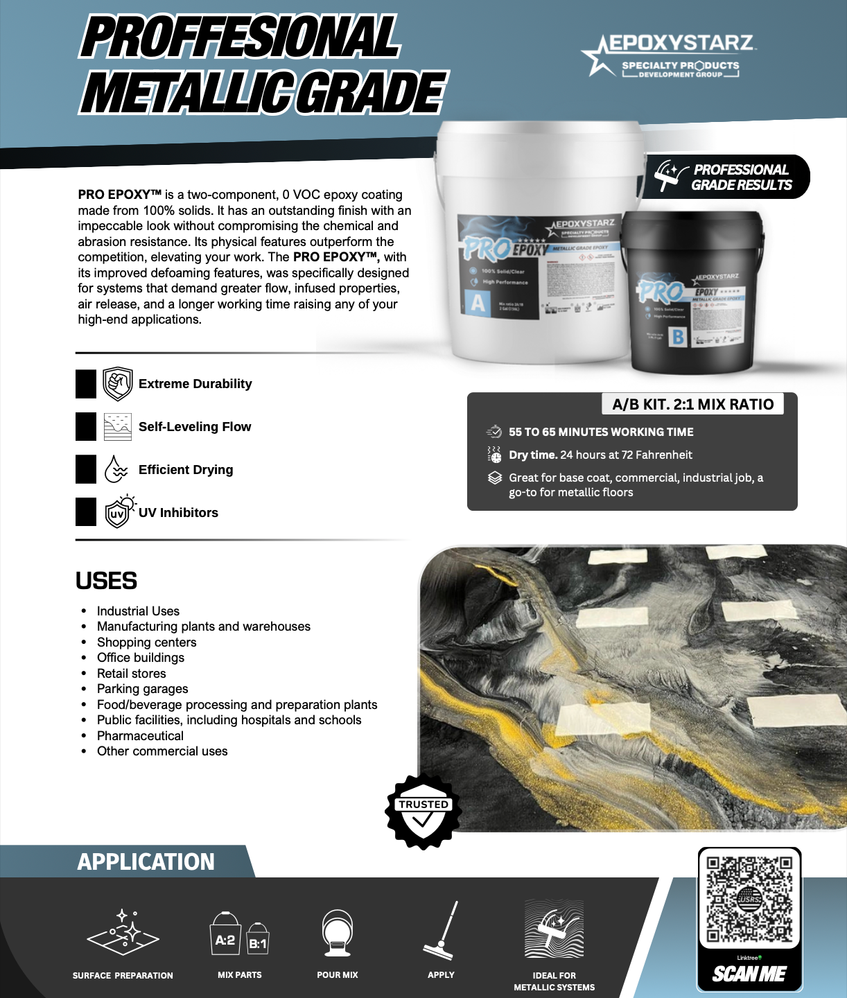 Pro Epoxy™ Metallic Grade 100% Solids Epoxy - Clear