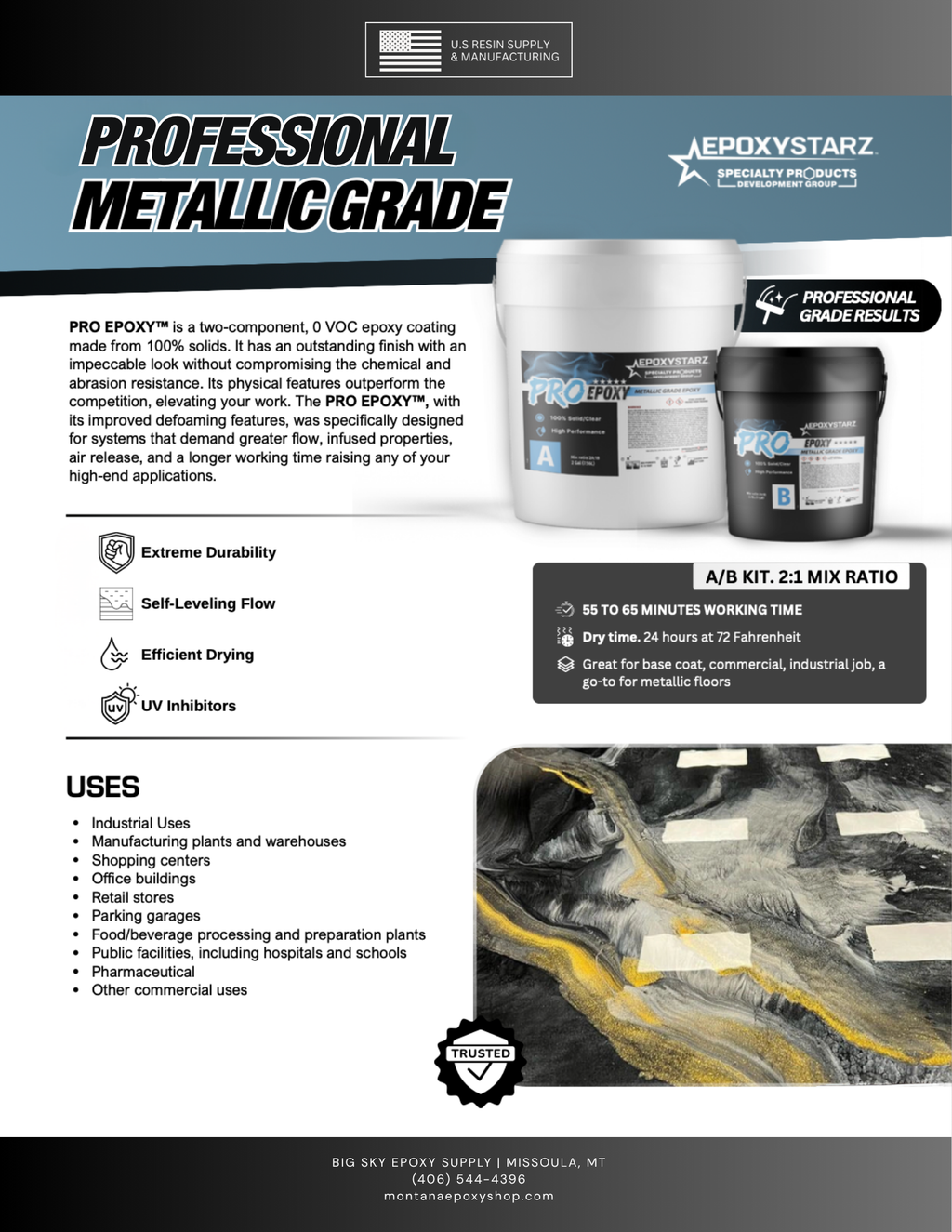 Pro Epoxy™ Metallic Grade 100% Solids Epoxy - Clear